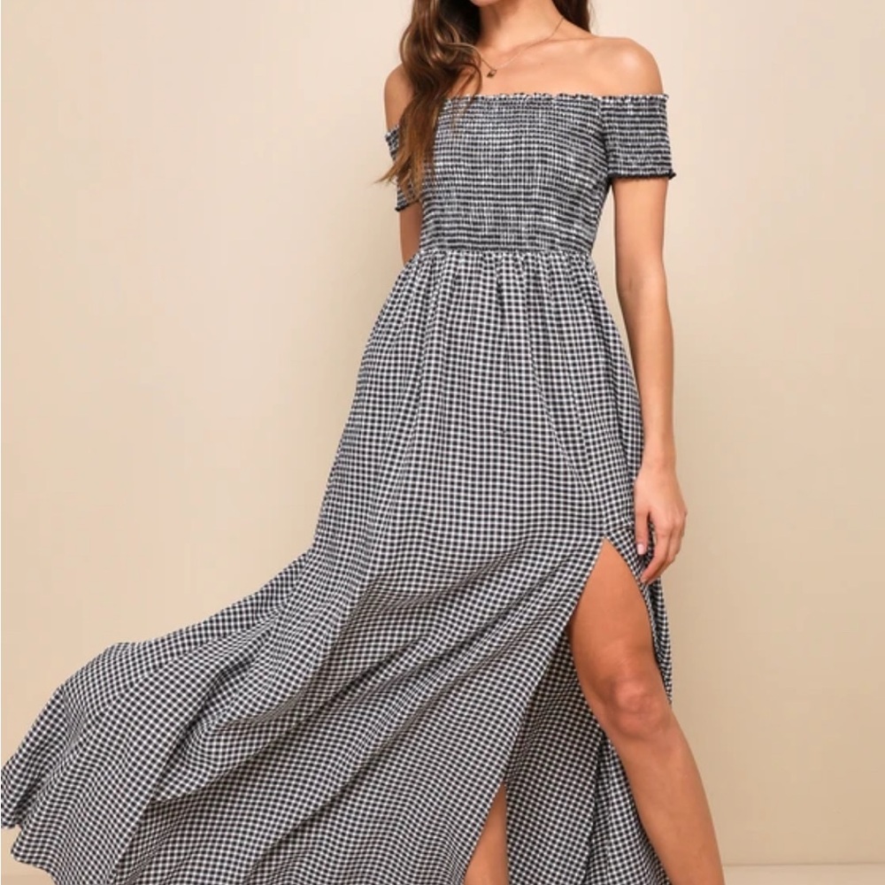 Lulu's Black and White Gingham Maxi Dress